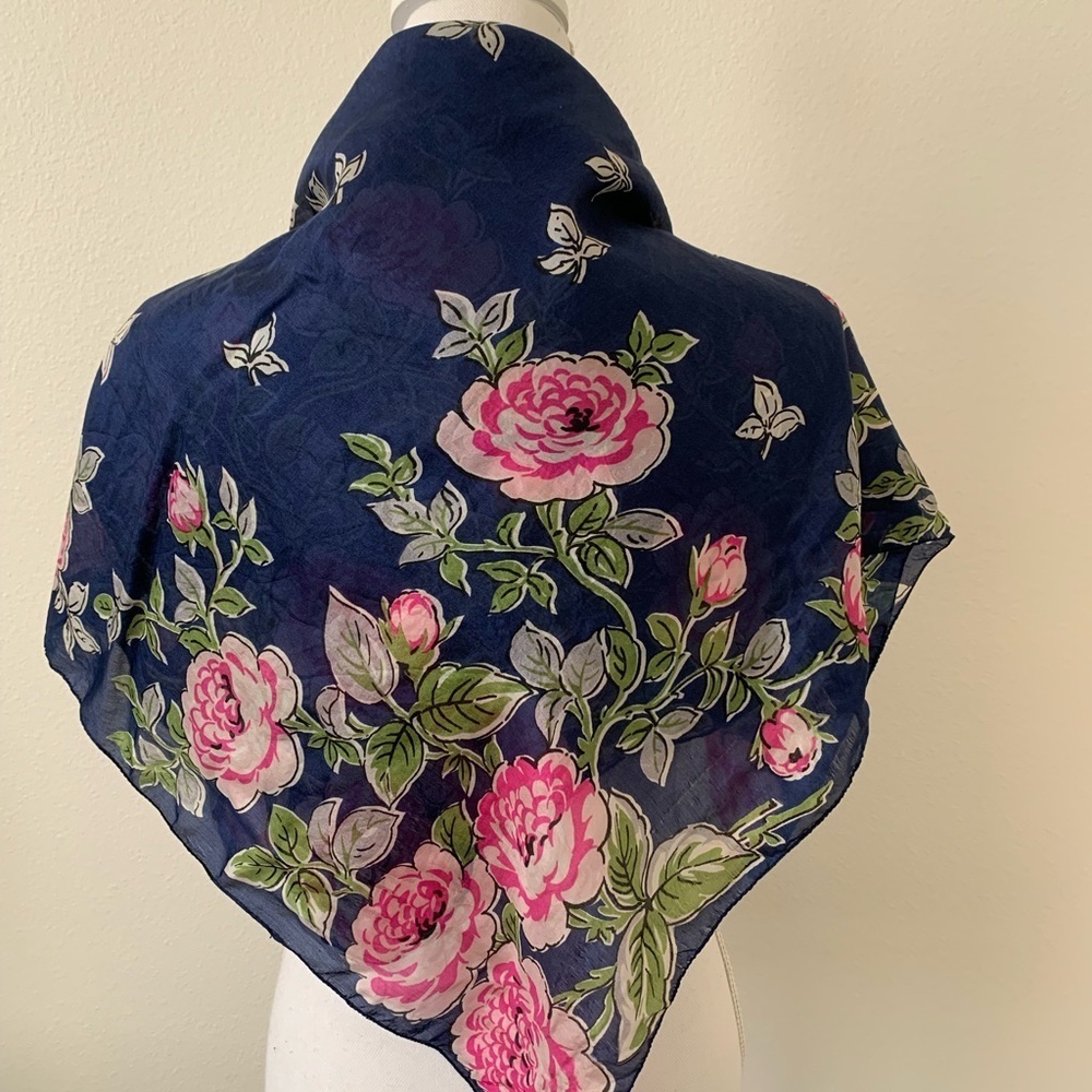 Floral Print Scarf - Pink and Green